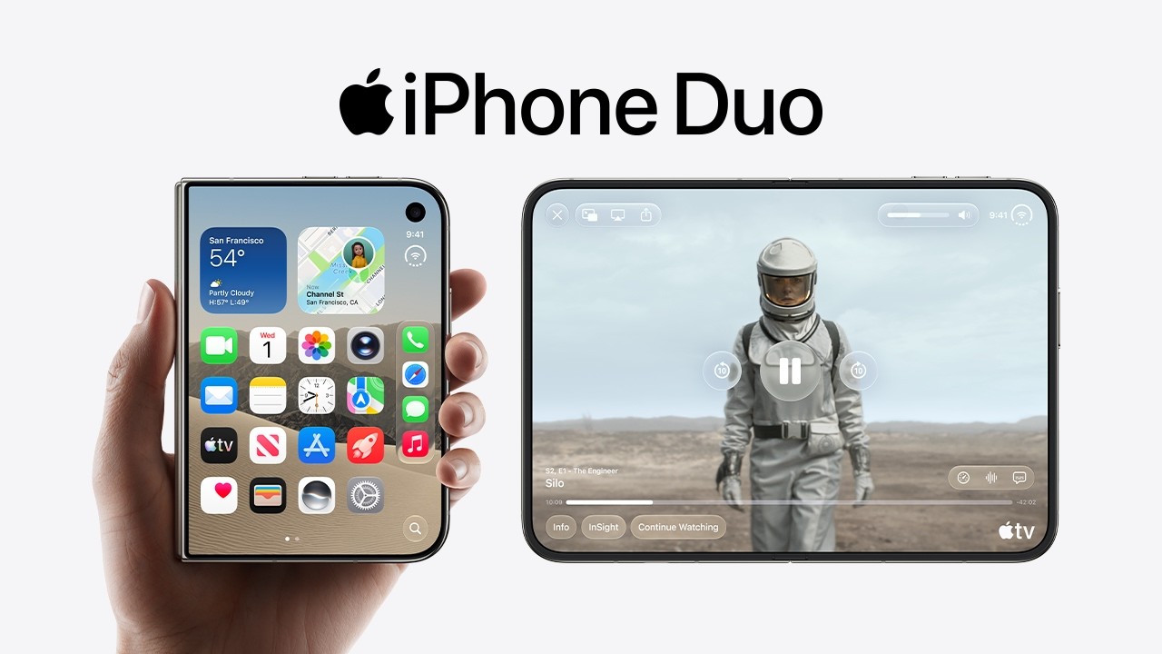 iPhone Duo artwork showing compact and expanded screens